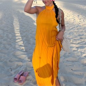 Orange Halter Backless Zara Dress